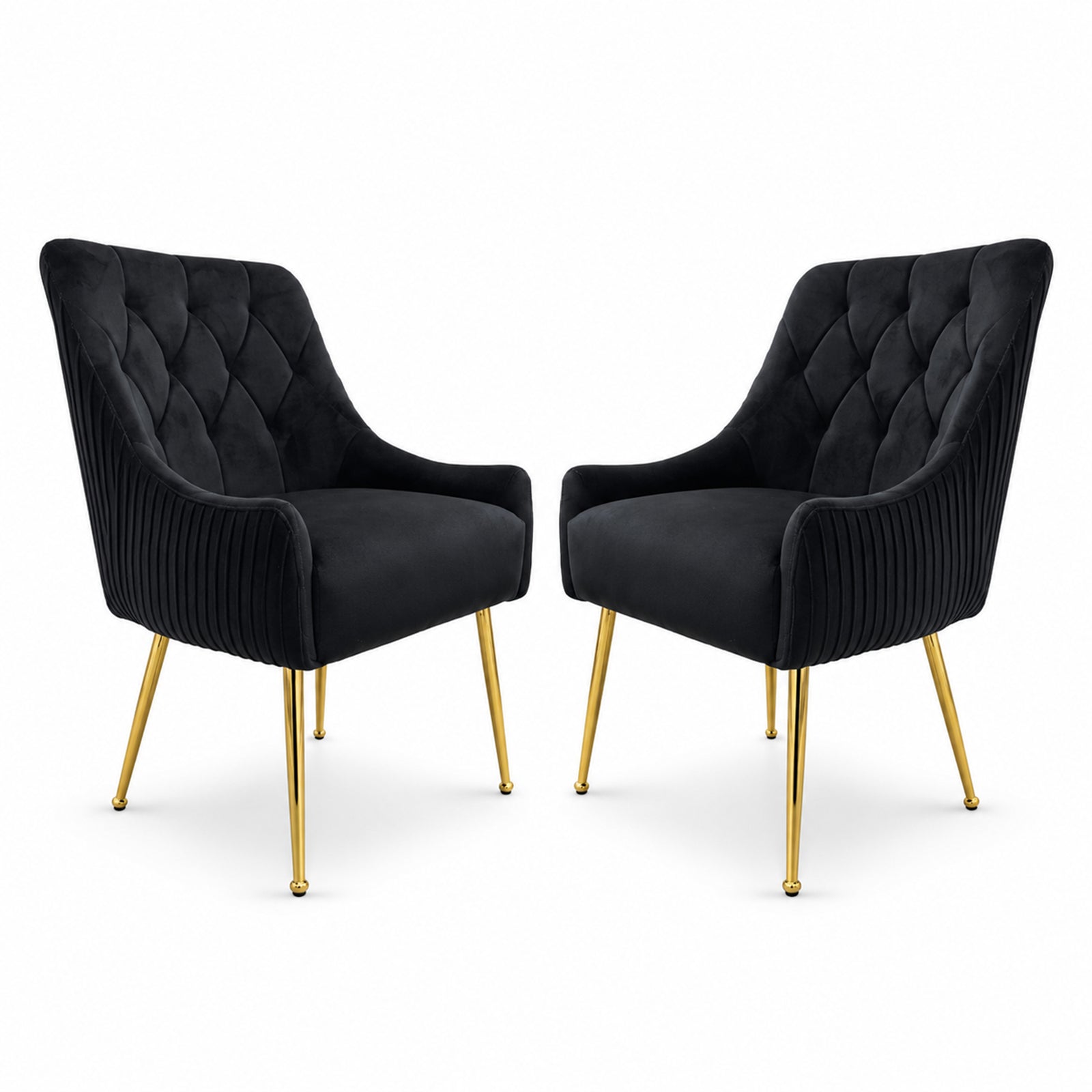 Dining Chairs Upholstered Tufted Velvet Kitchen Chairs | Set-of-2 | Black