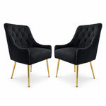 Dining Chairs Upholstered Tufted Velvet Kitchen Chairs | Set of 2 | Black