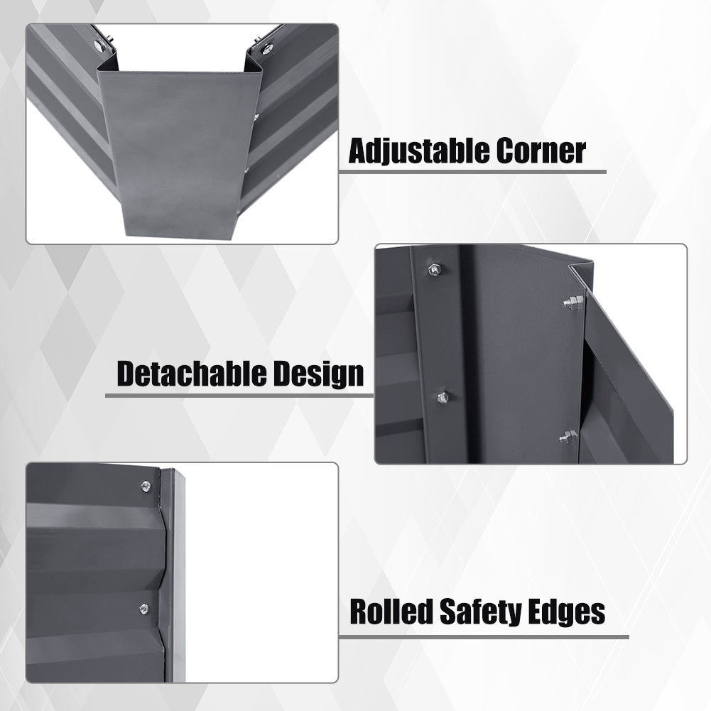 Galvanized Steel Raised Garden Bed Planter Box | Medium | Grey