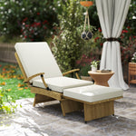 Foldable Rattan Garden Recliner Chair W/ Cushion, Footrest | Beige