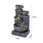 Rustic Solar Water Fountain With Led Lights