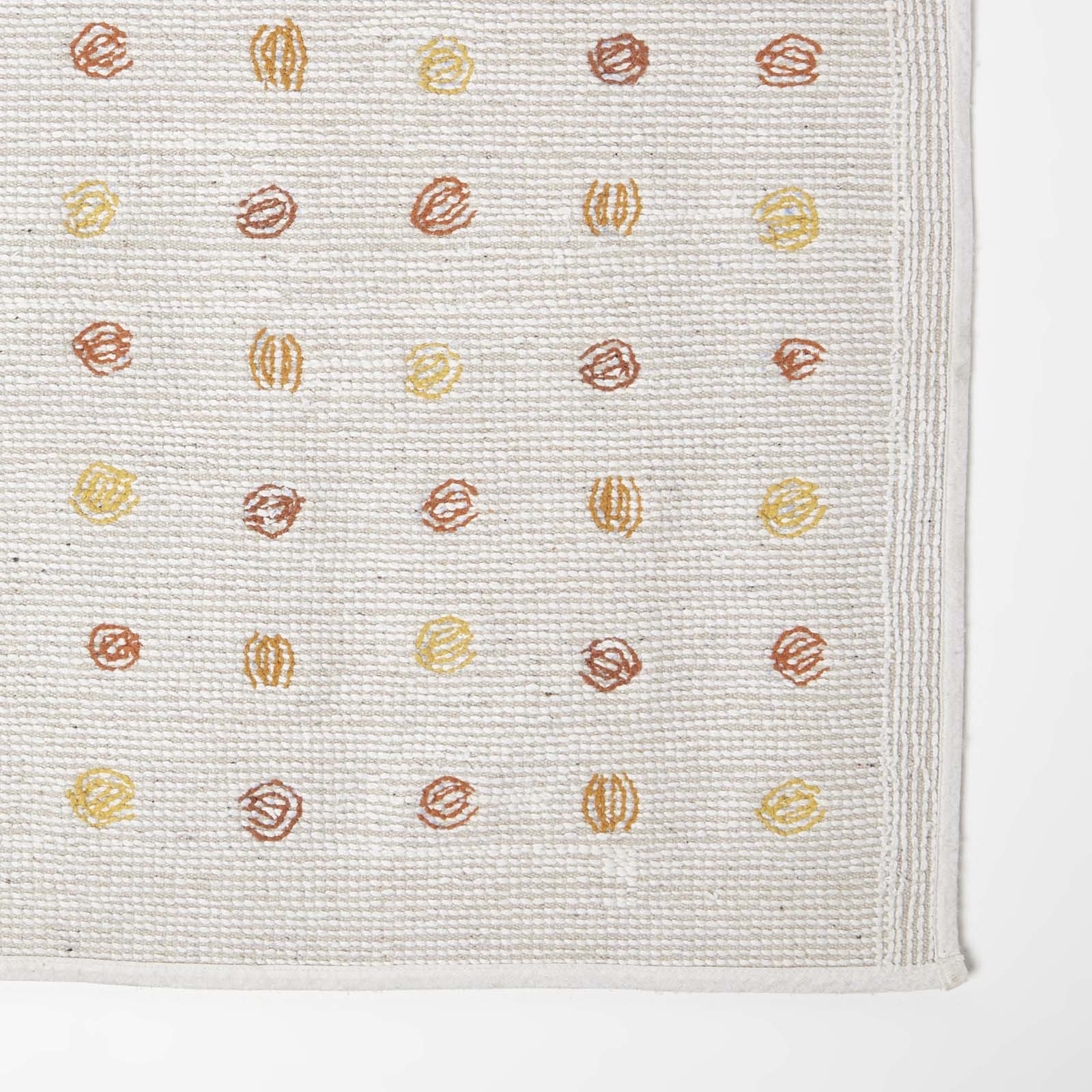 Tufted Cotton Bath Mat With Polka Dot Design | 50 x 80cm | Orange & White