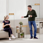 Side Table, Narrow End Table With Storage Shelves | Grey