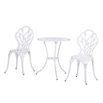 3 Piece Patio Bistro Set, Aluminium Garden Table And Chairs | White