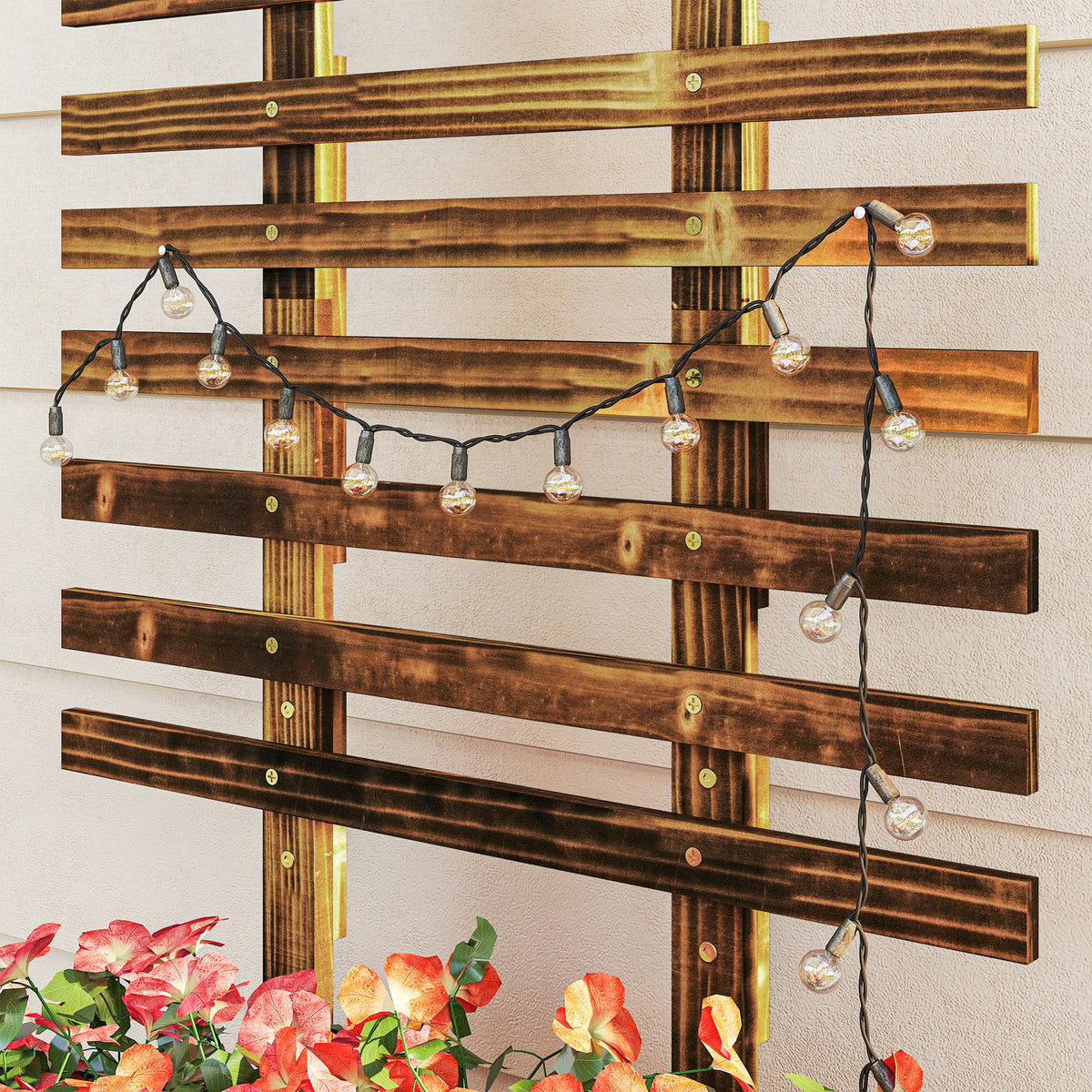 Outsunny Raised Garden Bed, Wooden Planter With Trellis And Wheels