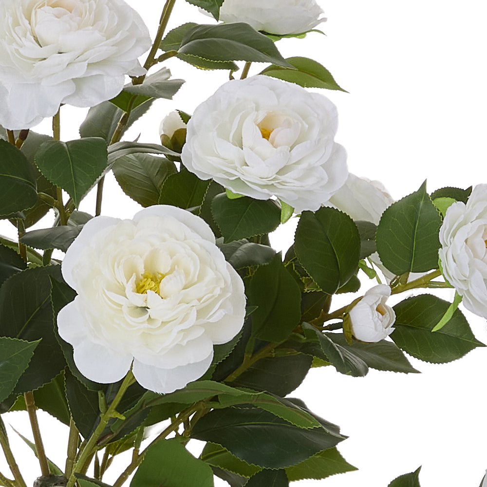 110cm H Artificial Camellia Tree Potted Plant Home Decoration | White