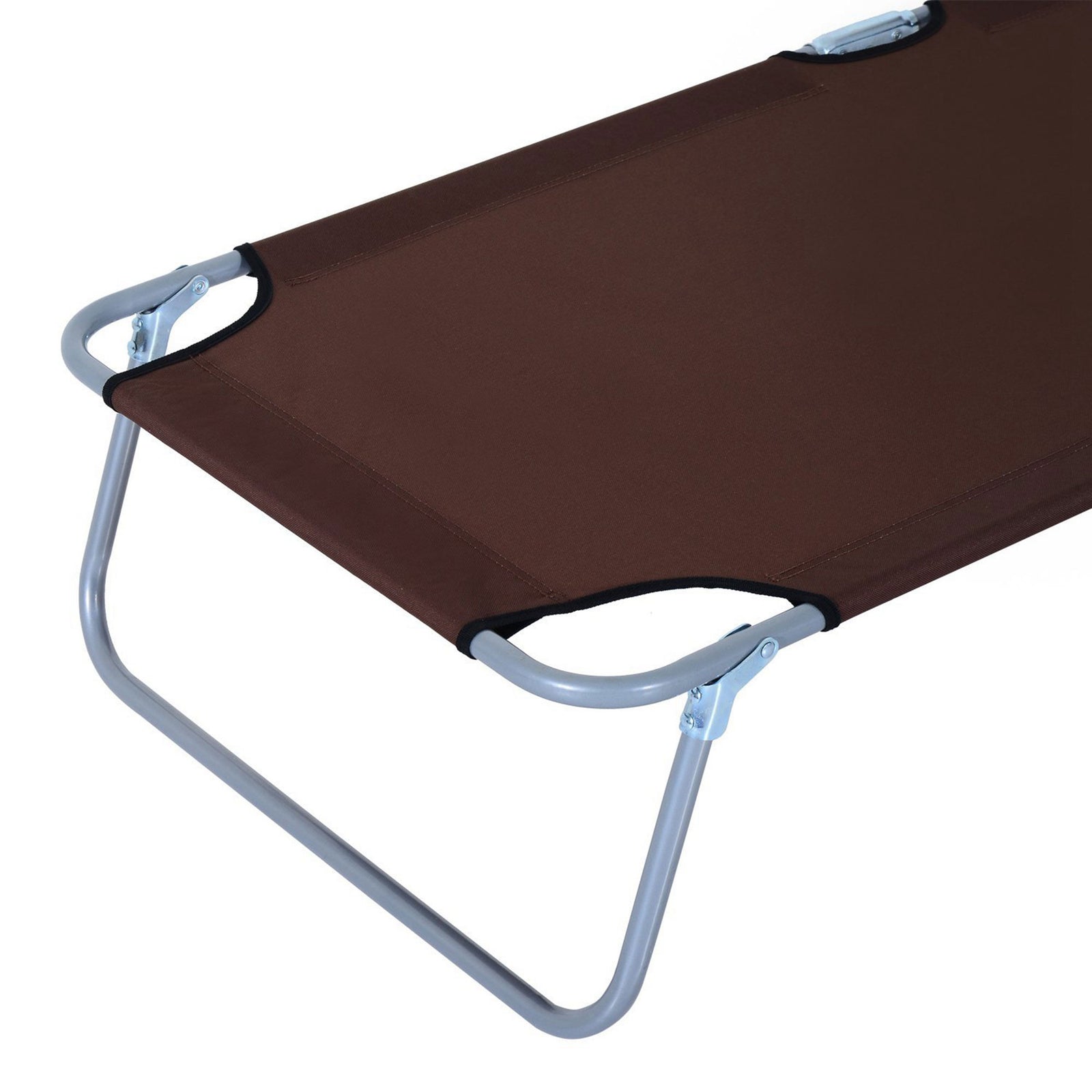Reclining Sun Lounger Folding Recliner Garden Chair | Set of 1 | Brown