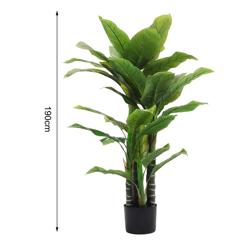 190cm H Artificial Tropical Plant With Large Green Leaves In Black Pot Indoor Decorative Tree