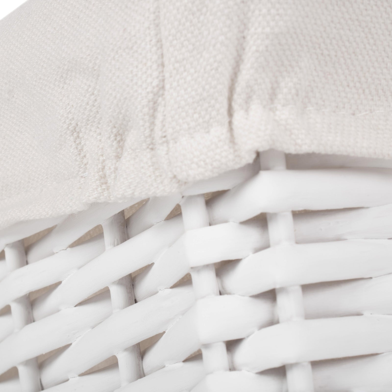 Wicker White Wicker Cotton Lined Storage Basket | Medium | White