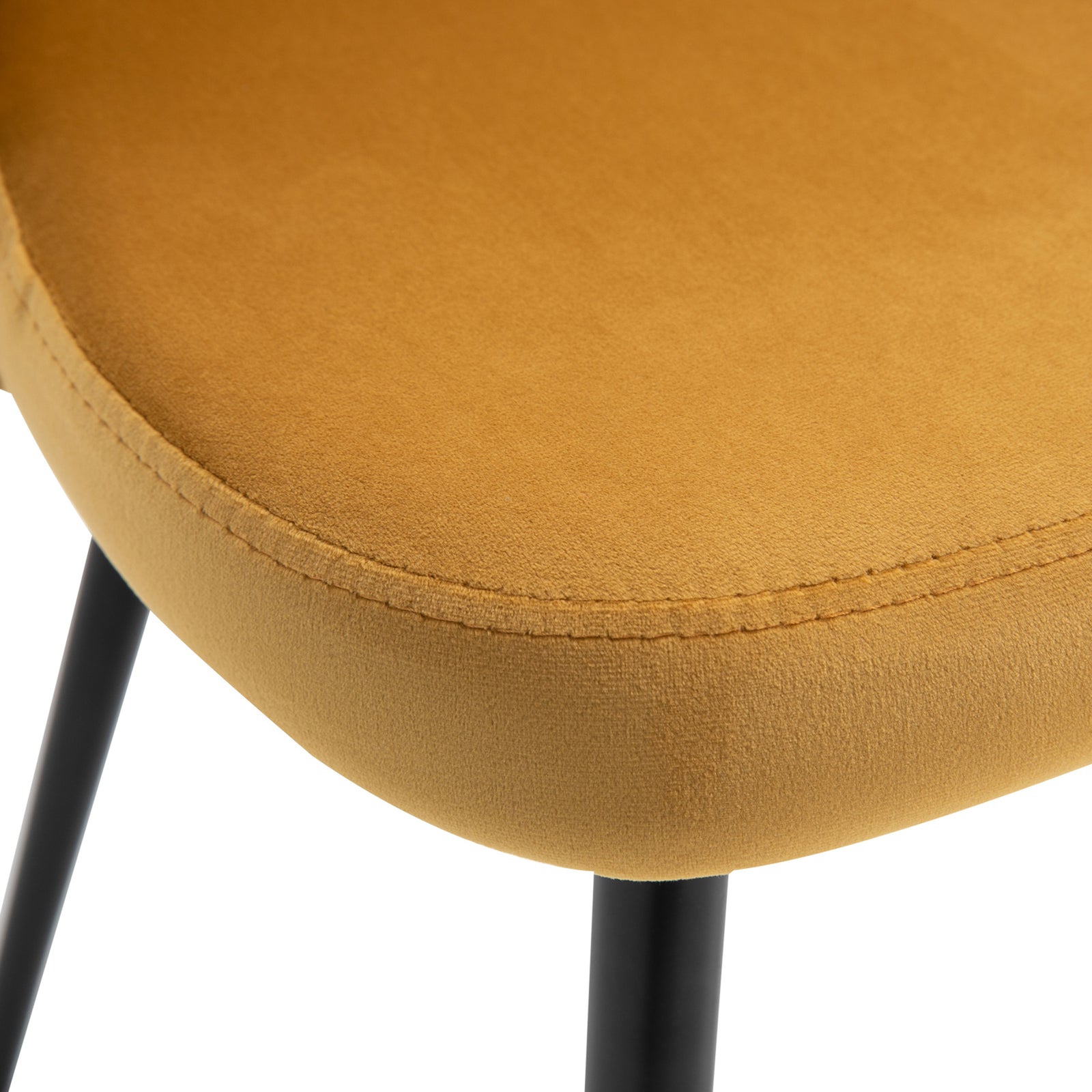 2 Pieces Modern Upholstered Fabric Bucket Seat Dining Chairs | Yellow