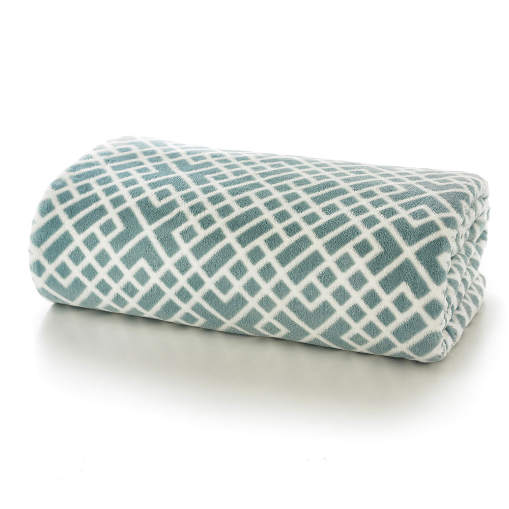 Papplewick Printed Heavyweight Supersoft Fleece Throw | 150cm x 180cm | Green