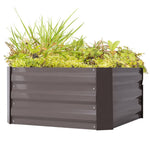 Galvanized Steel Square Raised Garden Bed Planter Box | Small | Brown
