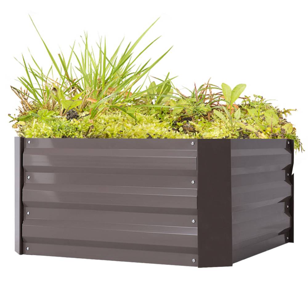 Galvanized Steel Square Raised Garden Bed Planter Box | Small | Brown