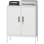 HOMCOM Metal Storage Cabinet With Lock For Home Office, Garage, Study