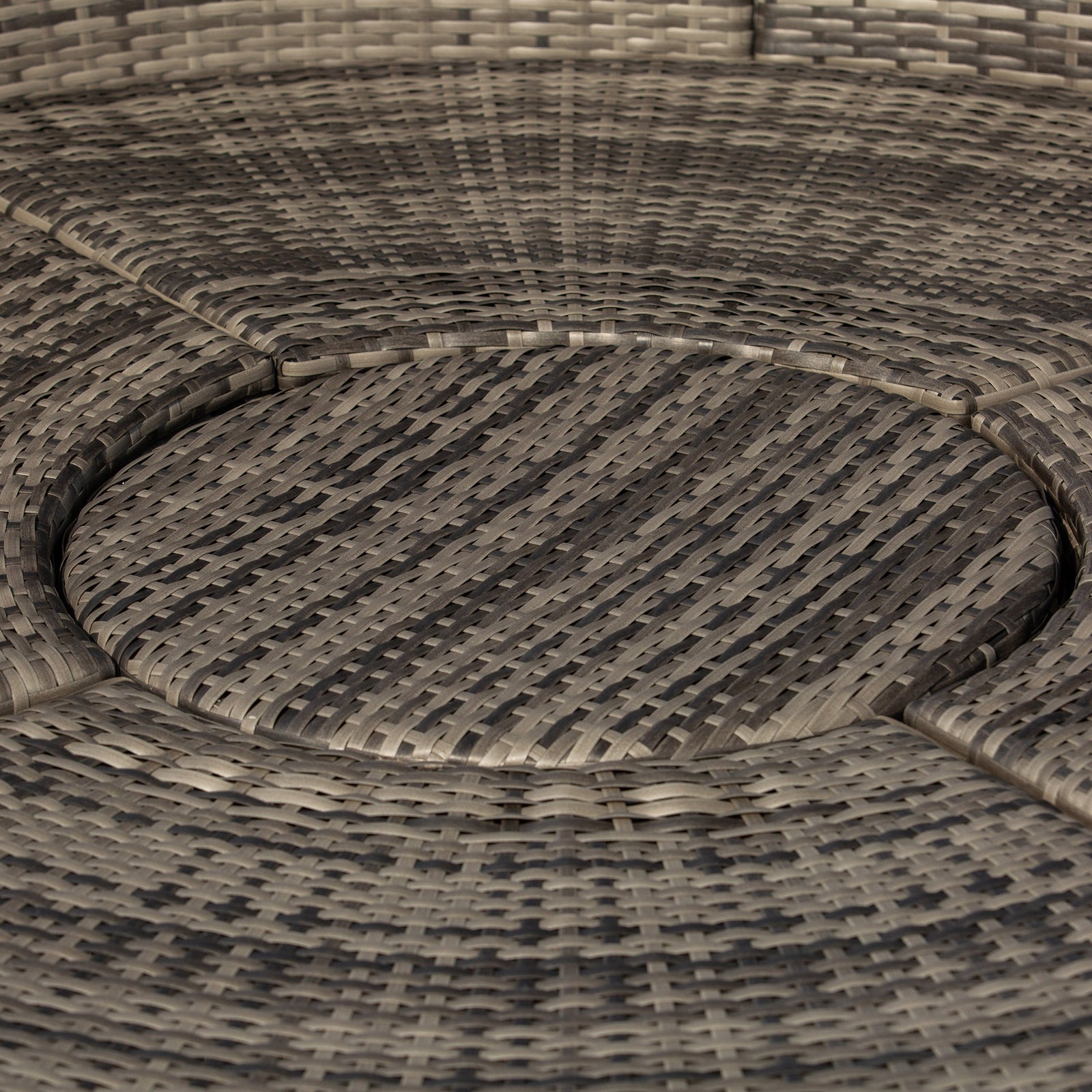 5 Pcs Cushioned Outdoor Rattan Round Sofa Bed Table Set | Gray