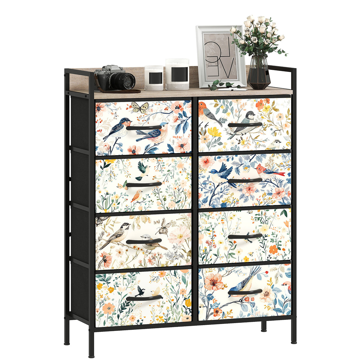 HOMCOM 8-drawer Chest Of Drawers, Fabric Dresser With Open Shelf