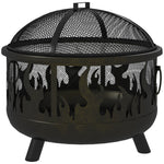 61.5cm 2-in-1 Fire Pit & Bbq Garden Heater