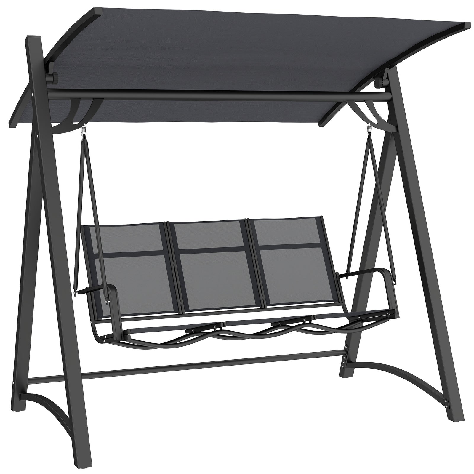 3 Seater Swing Chair, Garden Swing Bench With Adjustable Canopy | Grey