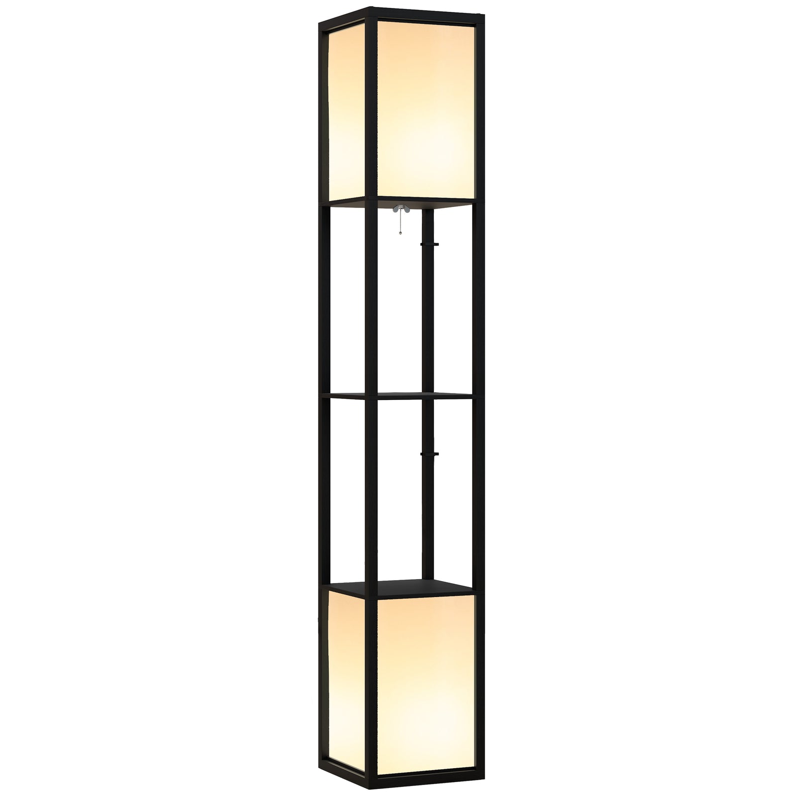 Shelf Floor Lamp With Dual Light For Living Room, Bedroom | One Size | Black