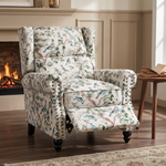 Breeins Retro Linen Upholstered Recliner Armchair with Adjustable Backrest & Footrest