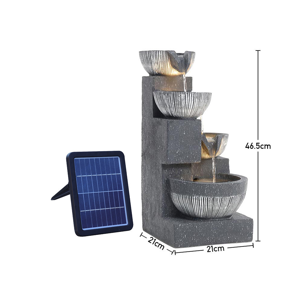 Outdoor Solar Power Garden Water Fountain Rockery Decor