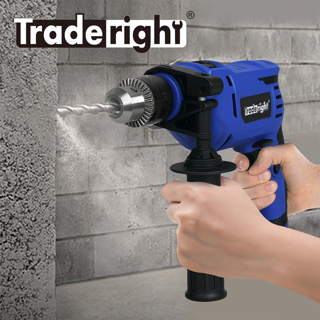 Electric Hammer Drill 13mm Chuck Powerful Variable Speed Corded Diy | Blue