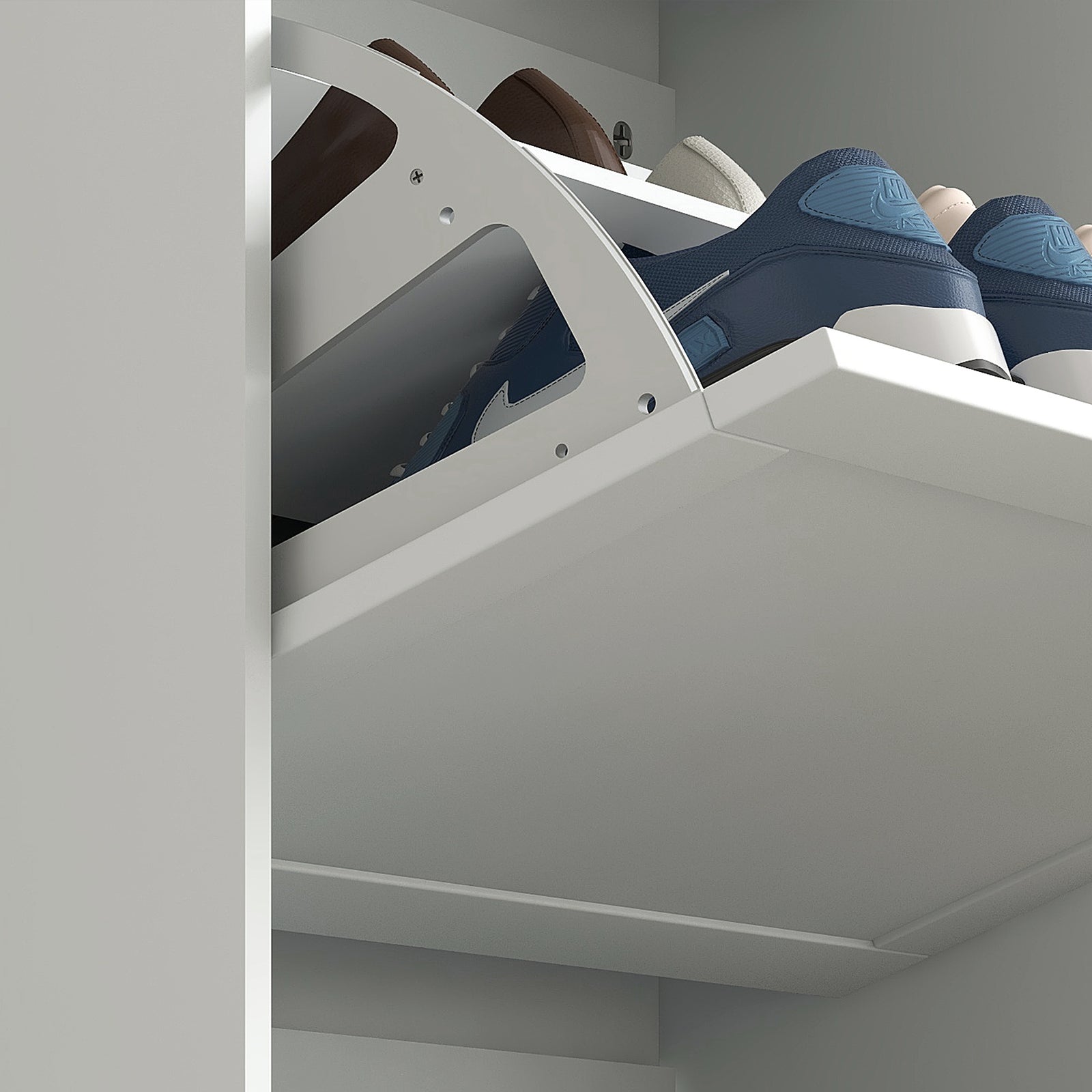 Narrow Shoe Cabinet With 3 Flip Drawers For 18 Pairs
