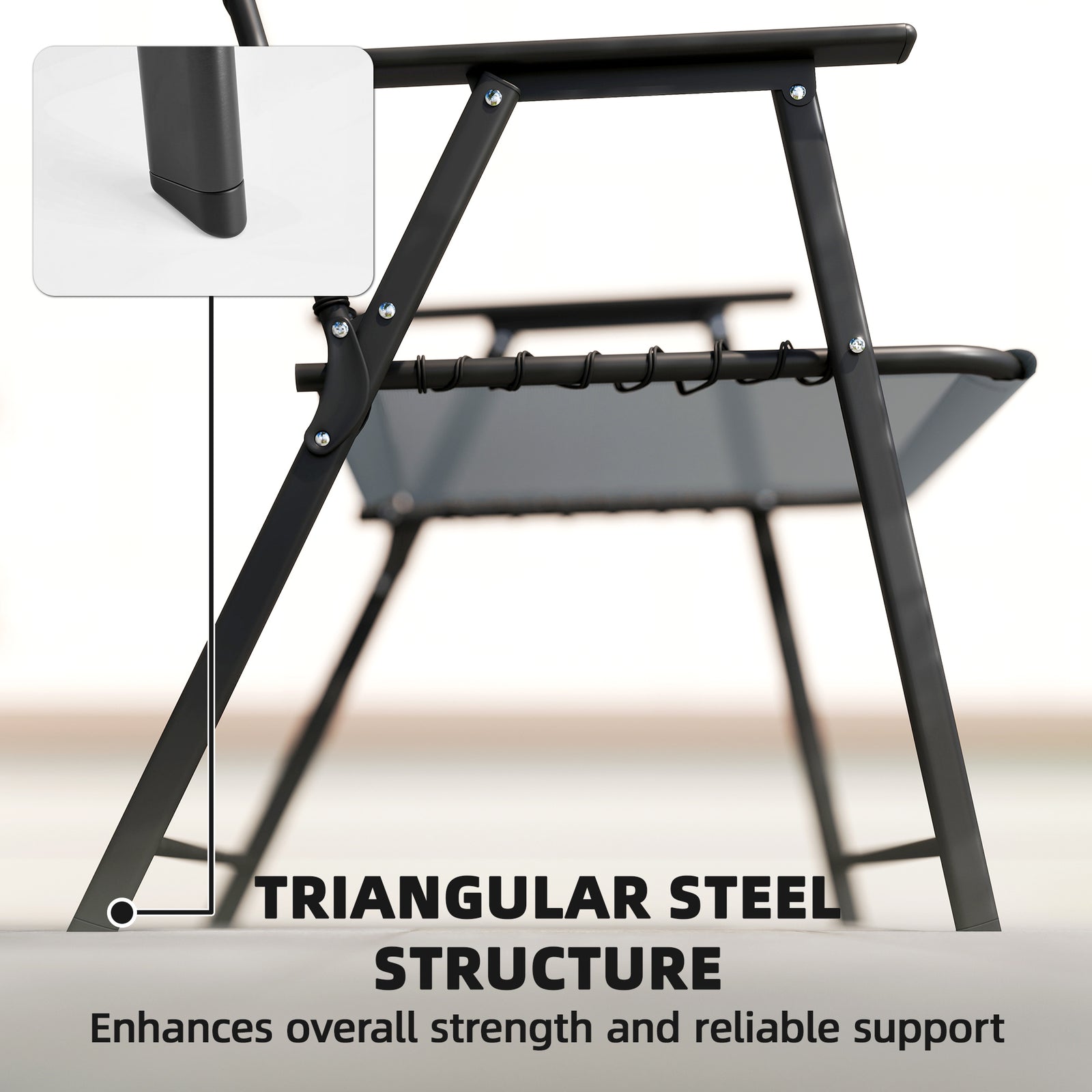 Folding Garden Chairs, Outdoor Chairs Set | Set-of-4 | Grey