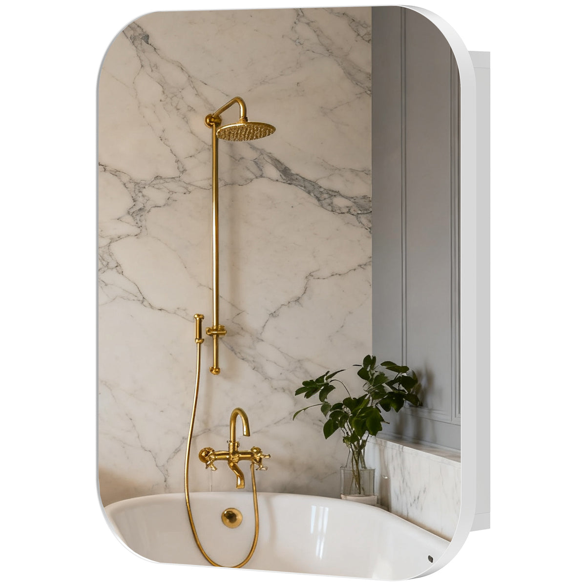 HOMCOM Wall Mounted Bathroom Cabinet With Mirror Adjustable Shelves