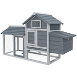 Pawhut Chicken Coop Hen Cage Small Animal Hutch Nesting Box Outdoor Run | Gray