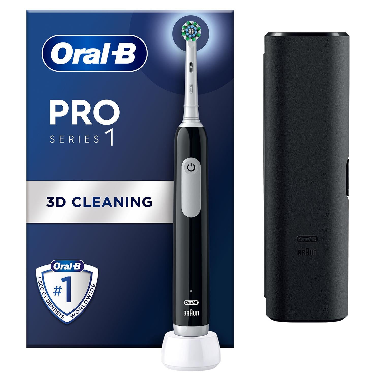 Pro Cross Action Electric Rechargeable Toothbrush With Travel Case, Black