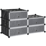 6 Tier Shoe Rack Plastic Storage Cabinet Modular Shoe Tower | One Size | Black
