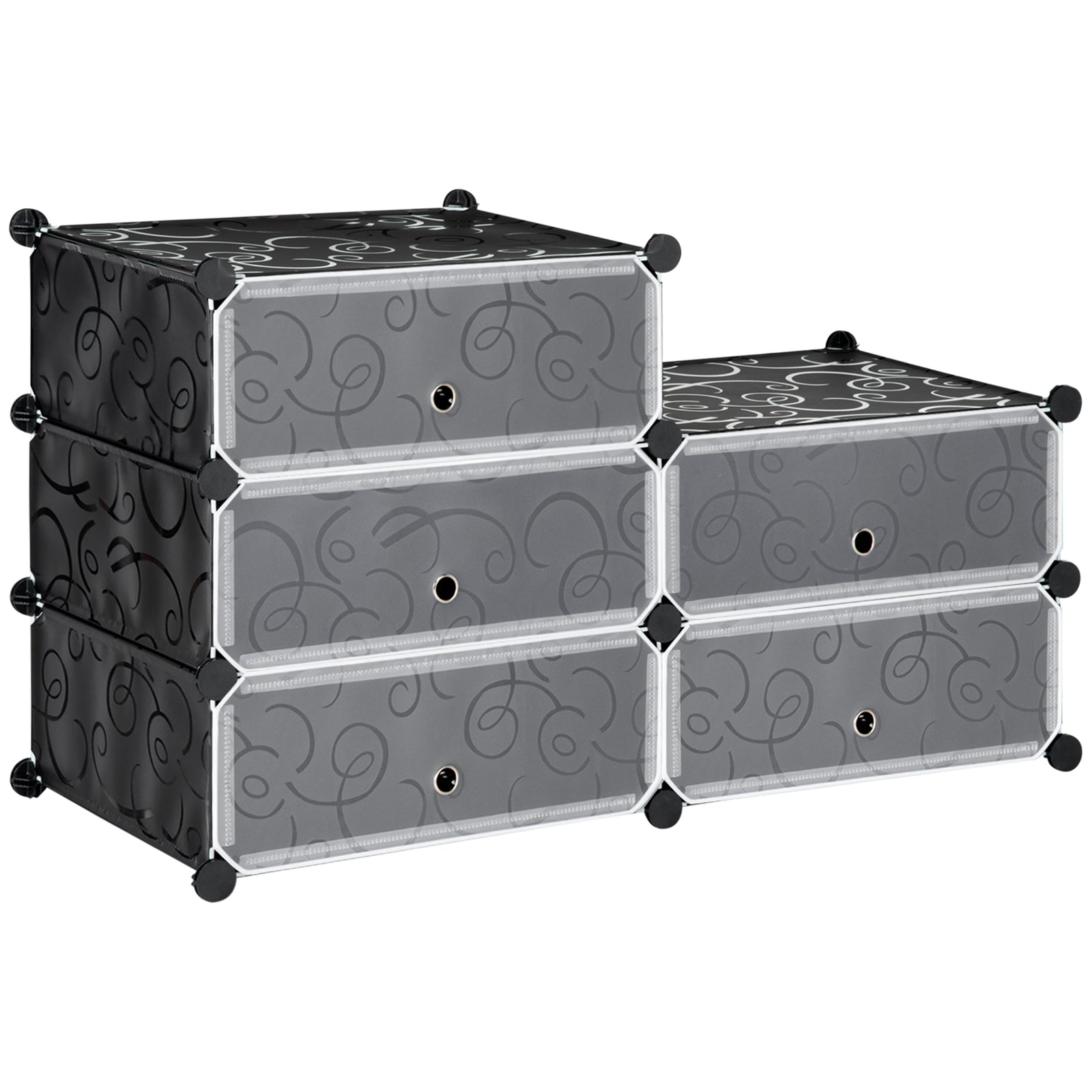 6 Tier Shoe Rack Plastic Storage Cabinet Modular Shoe Tower | One Size | Black