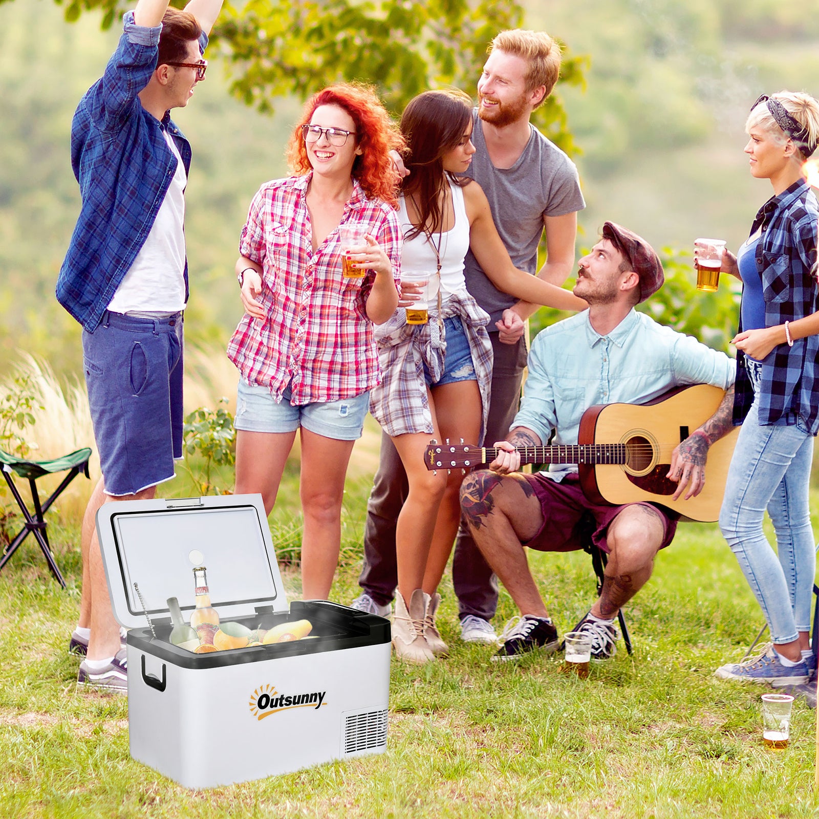 12v Portable Car Refrigerator W/ Inner Led Light Indoor | Medium | White