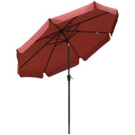 2.7m Patio Umbrella With Crank Garden Parasol | Red