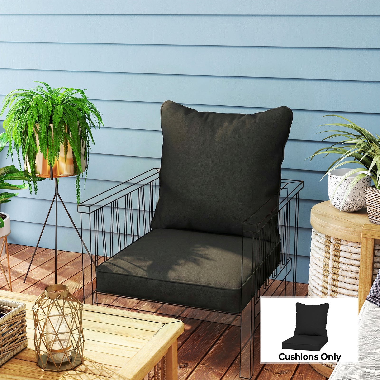 Cushion Set With Seat & Back Pad, Cushion Only | Black