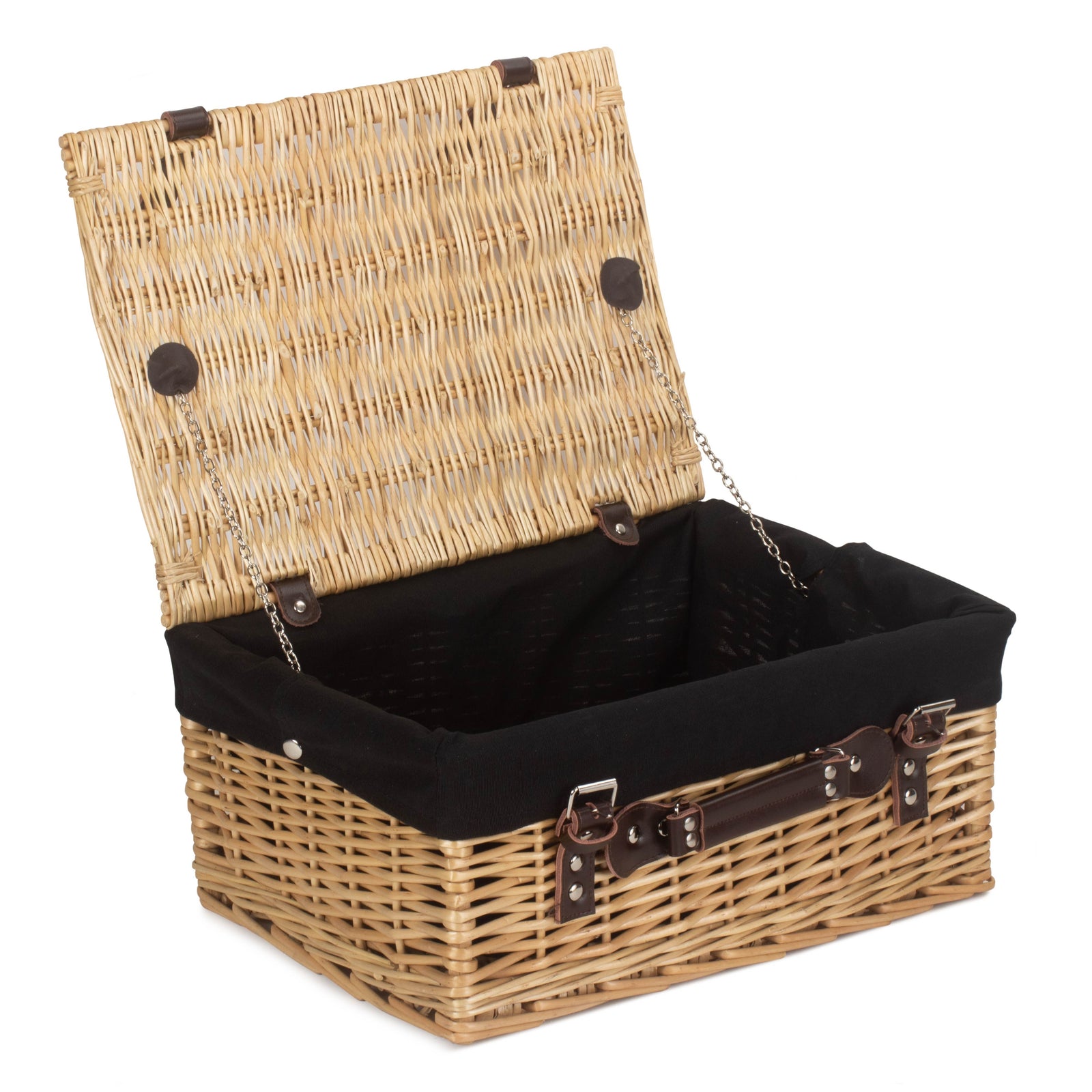 Wicker Buff 40cm Picnic Basket | Black