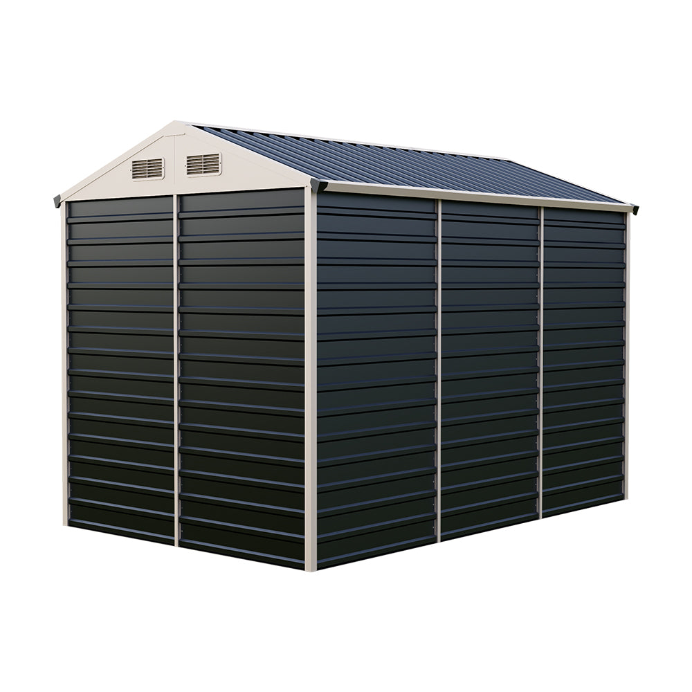 6x8 Ft Heavy-Duty Metal Apex Roof Garden Storage Shed – Durable Steel Frame, 4 Vents & Lockable Door Outdoor Tool House