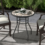 Garden Table W/ Tempered Glass Top, Steel Frame | Tan