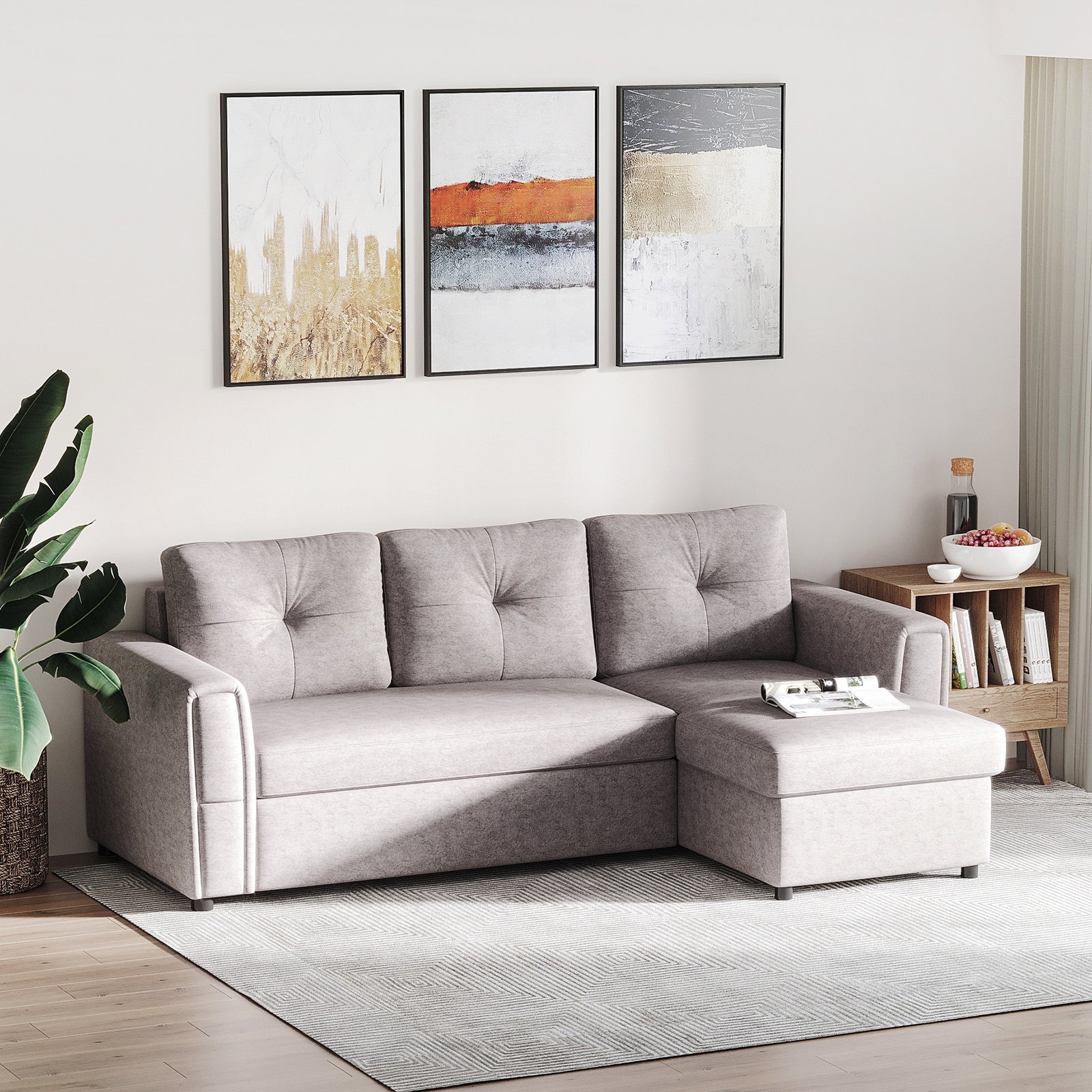 3 Seater Sofa Bed Convertible Pull Out Sofa With Storage | One Size