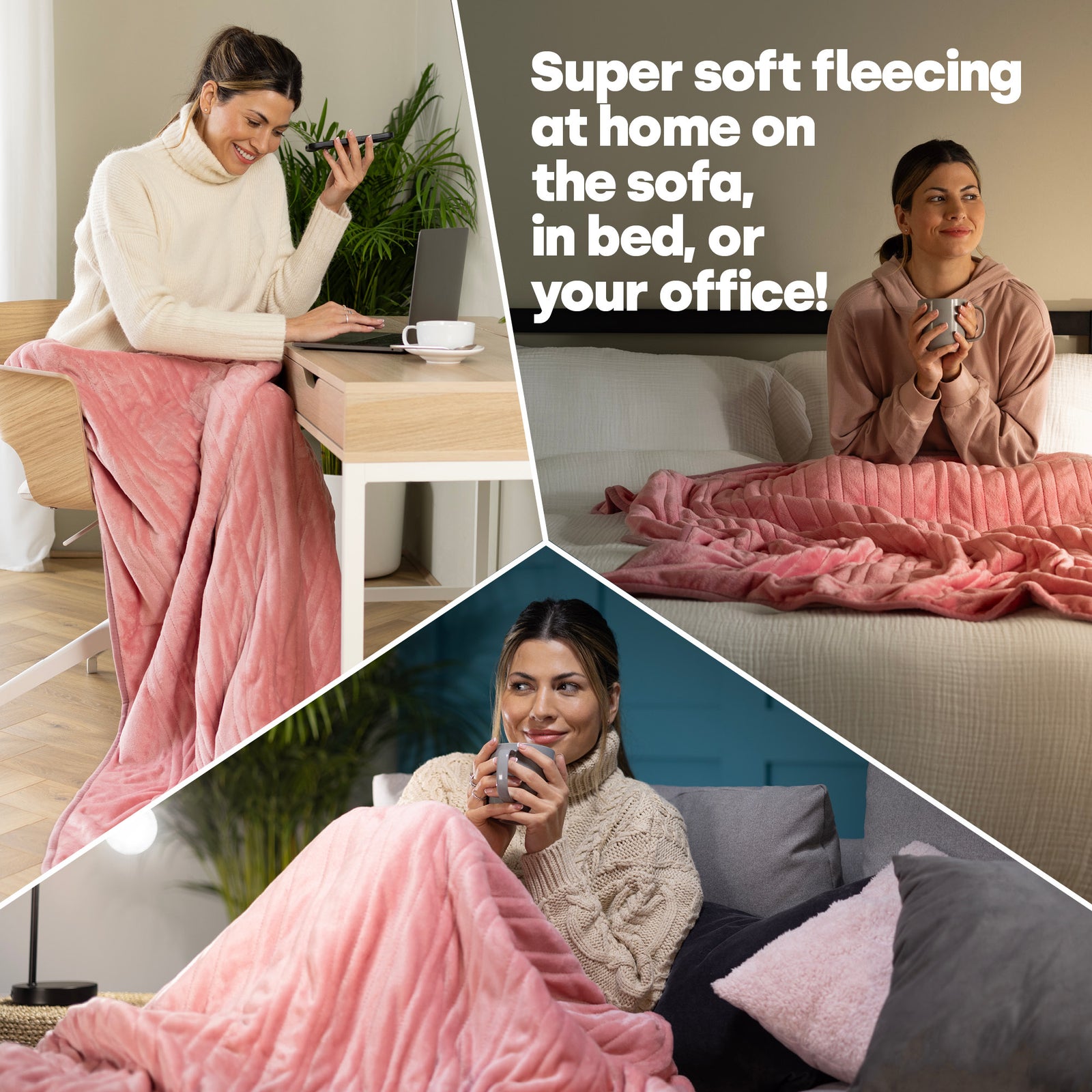 Electric Heated Throw Pink 160x120cm With Adjustable Heat Settings