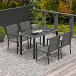 4 Seater Rattan Garden Furniture Set W/ Tempered Glass Top | Dark Gray