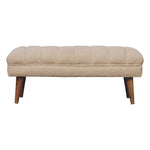 Solid Wood Cream Boucle Puffer Bench