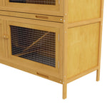 Double Decker Rabbit Hutch Bunny Cage Pet House Outdoor W/ Tray | Yellow