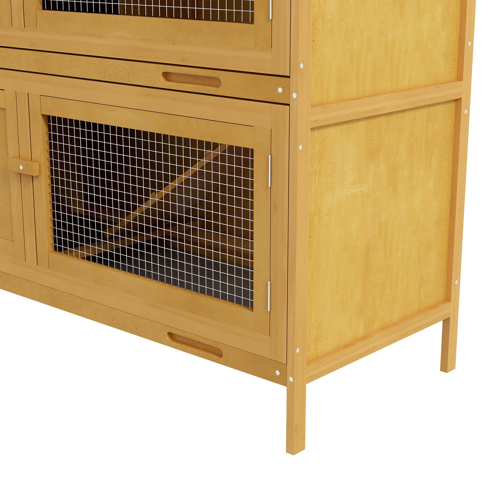 Double Decker Rabbit Hutch Bunny Cage Pet House Outdoor W/ Tray | Yellow