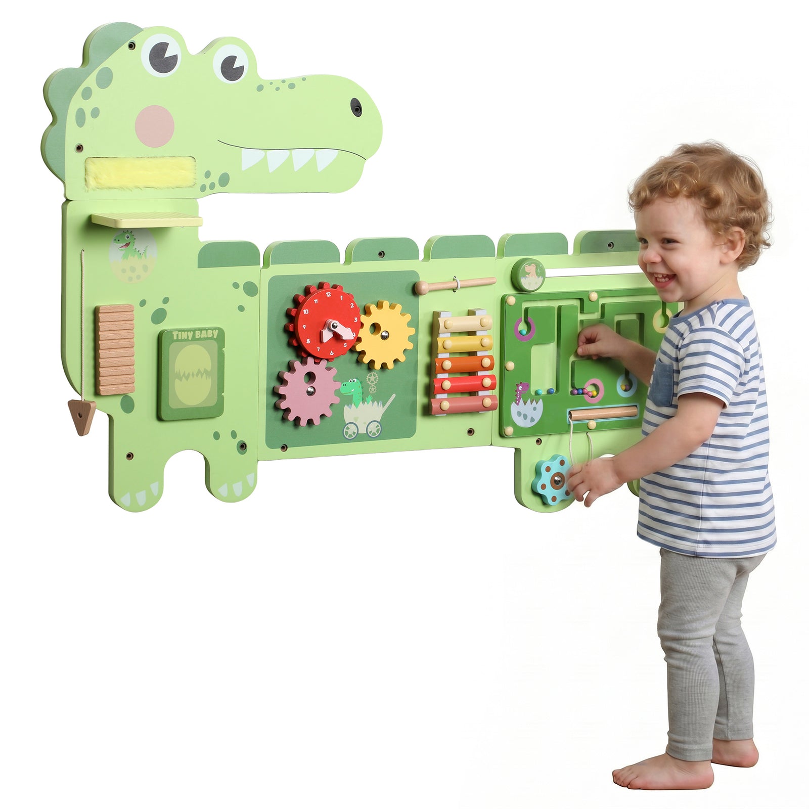 Busy Board Panels Wall Mounted Dinosaur | Green
