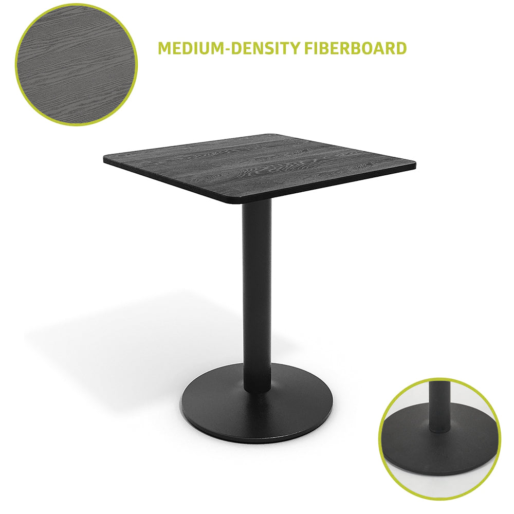 60*60*72cm Square Cafe Table With Metal Base | 60cm x 60cm | Black