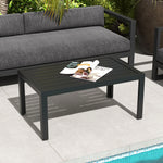 Outdoor Coffee Table Rectangle Patio Table W/ Steel Tabletop