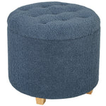 45cm Round Ottoman With Storage, Lid, Cashmere Footstool | One Size | Blue