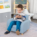 Child Armchair Wood Frame W/ Padding Seat Low-rise Bedroom | Blue